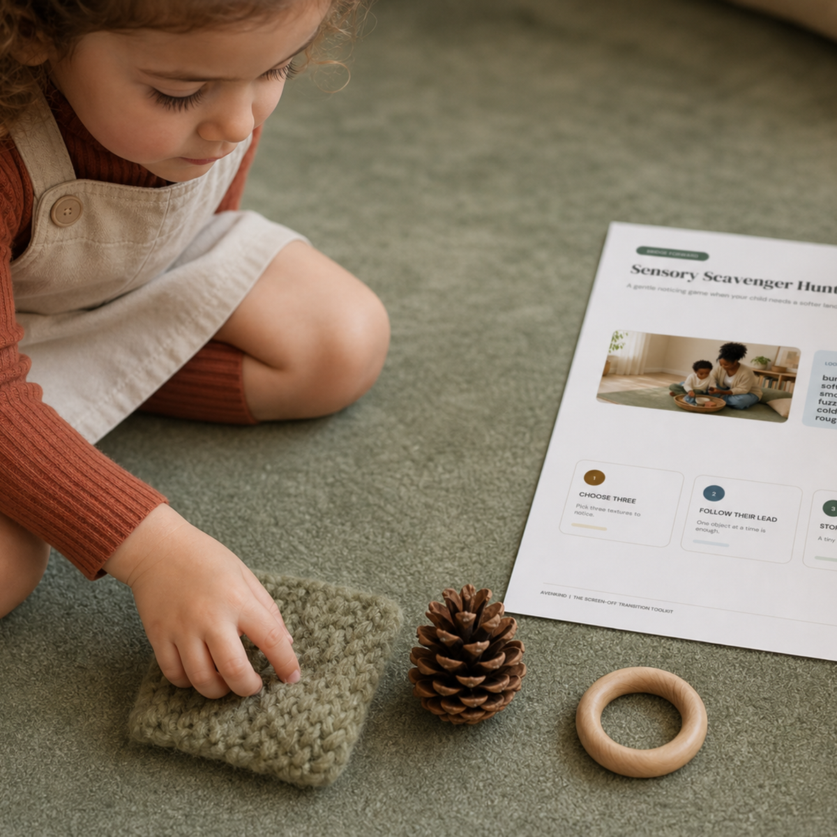 Child beginning a sensory activity guided by the printable toolkit
