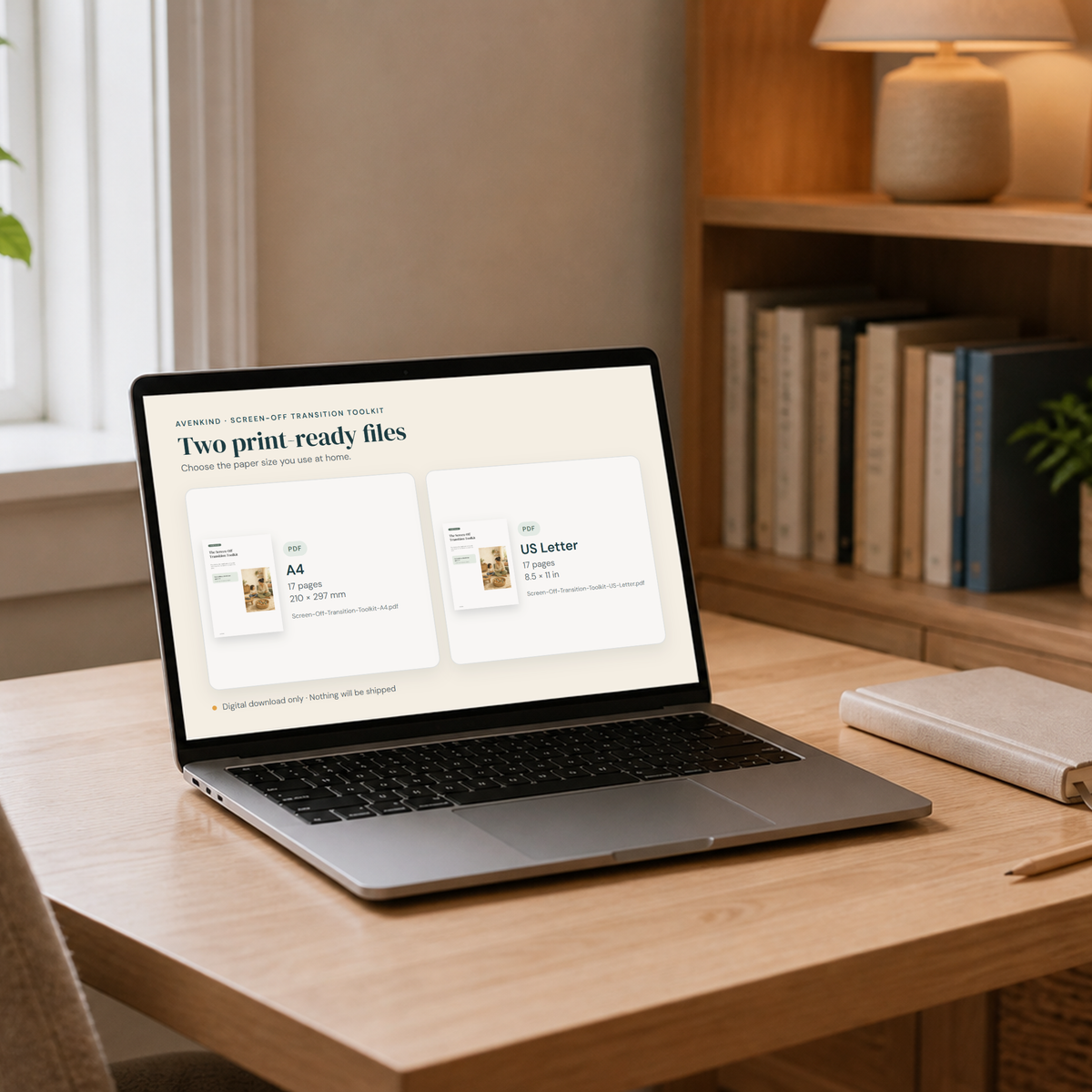 Digital download preview of the 17-page Screen-Off Transition Toolkit
